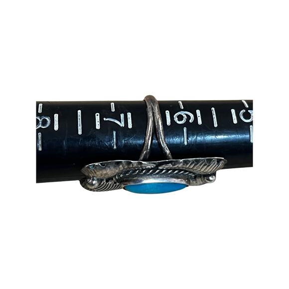 Vintage Turquoise Ring, Sterling Silver Native American Ring Sz 5.5 and 6.5 - Picture 8 of 12